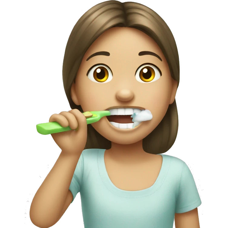 a little girl brushing teeth emoji