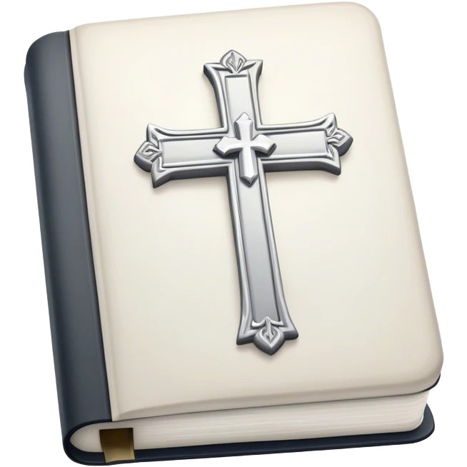 white bible with a silver cross emoji