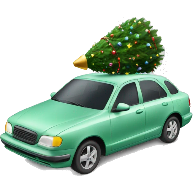 Car with Christmas tree on roof  emoji
