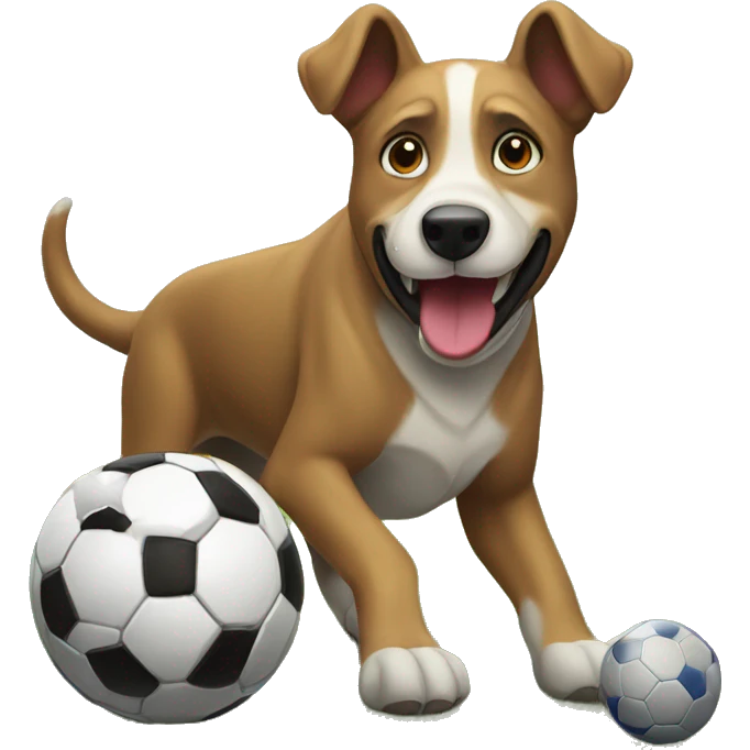 Perro jugando futbol emoji