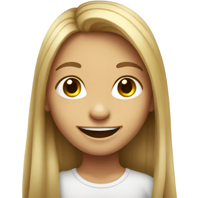 smiling girl with long hair no teeth smile emoji