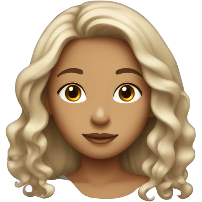 Light tan girl  wavy long hair black emoji