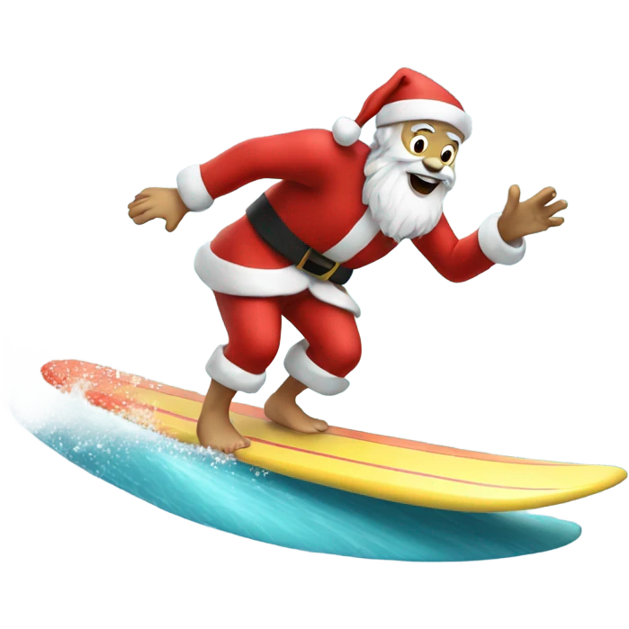 Santa surfing emoji