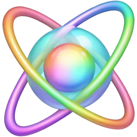 Pastel rainbow atom emoji