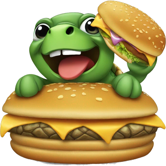 Turtle eating a burger  emoji