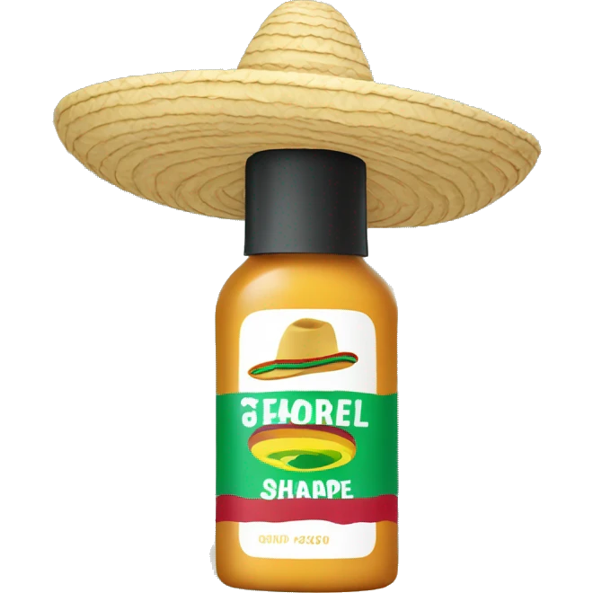 Shampoo bottle wearing a Mexican sombrero emoji