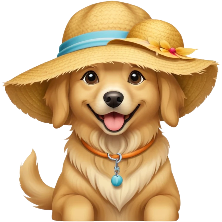 A dog wearing a beachhat  emoji