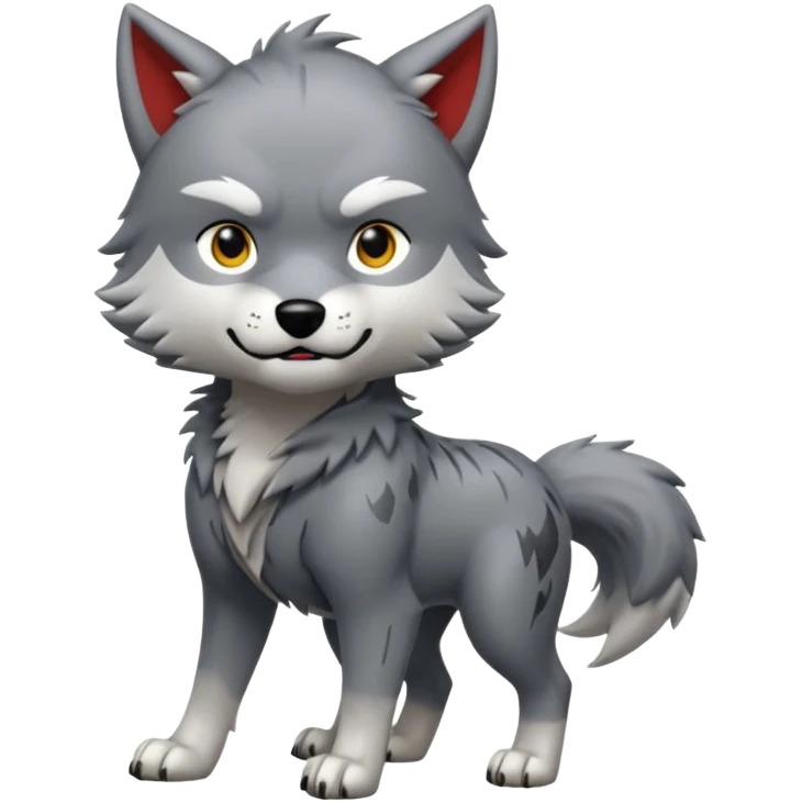Toony Chibi Cool Edgy Scarred Badass Ginga Nagareboshi Gin/Silver Fang the wolf (full body) (feral) (4 legs) (canine) emoji