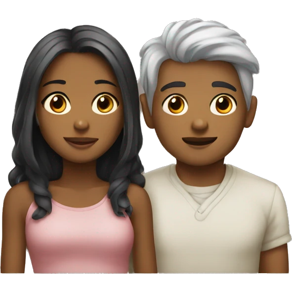 Girl and boy lie emoji