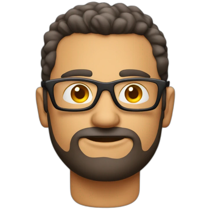 Hombre gordo canoso con gafas y un polo rojo emoji