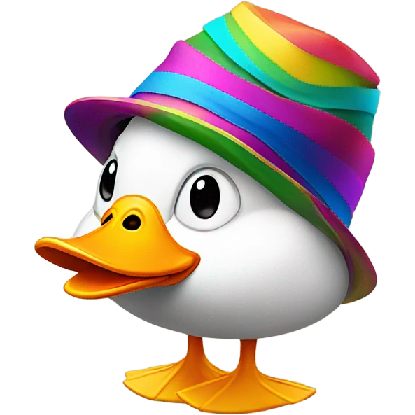 Duck with a spinning hat emoji
