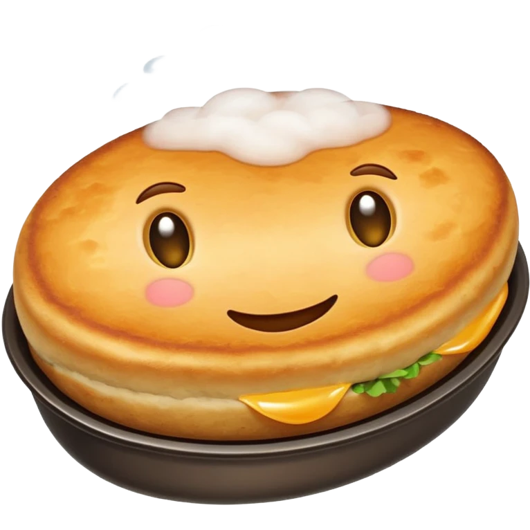 oval potato cutlet, with steam rising, emoji style emoji