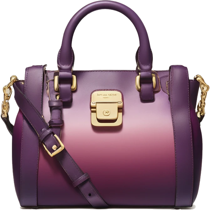 Realistic isolated plum purple to wine color ombre michael kors satchel purse without a strap.  emoji
