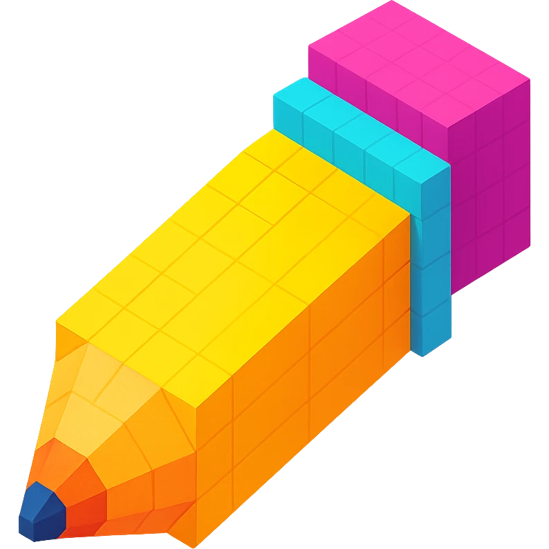 voxel style pencil, symbol of design emoji