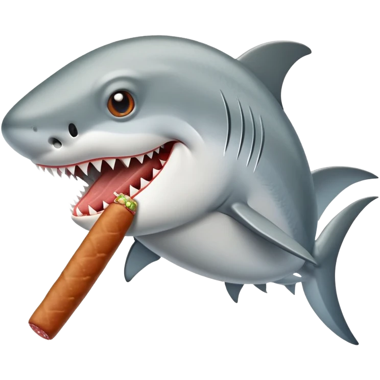 Tiburón comiendo salchichas y fumando un cigarro  emoji
