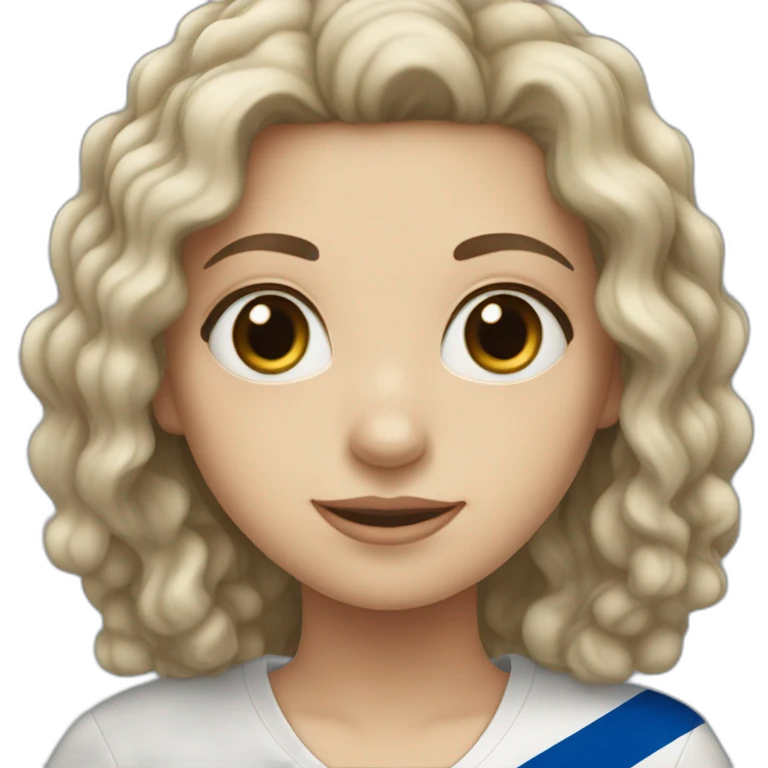 White Girl with black curly hair who holding Israël flag emoji