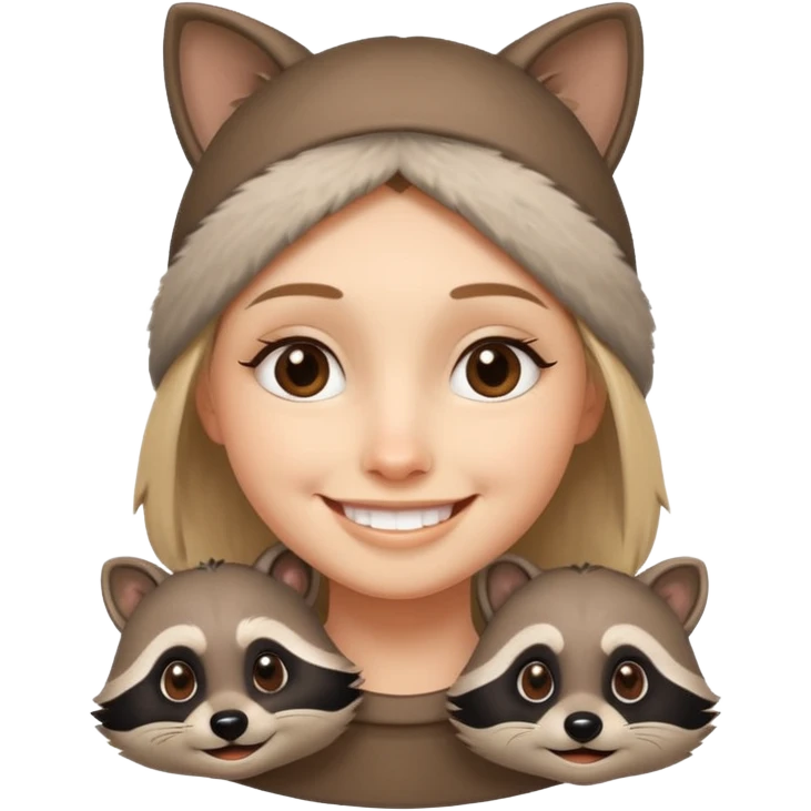 Racoon speaking with a person in cartoon emoji style friendly and calm emoji