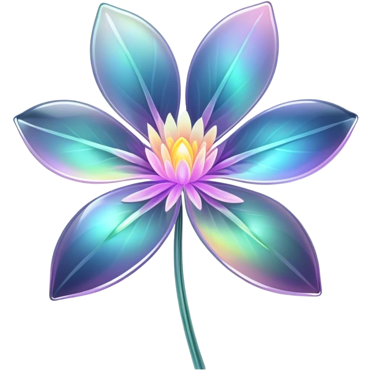 Dark Pastel iridescent transparent bio-luminescent flower with thin glossy glass petals emoji