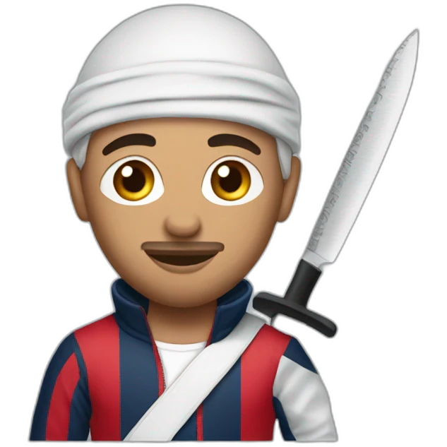 A moroccan men with a knife wearing a PSG tracksuit emoji