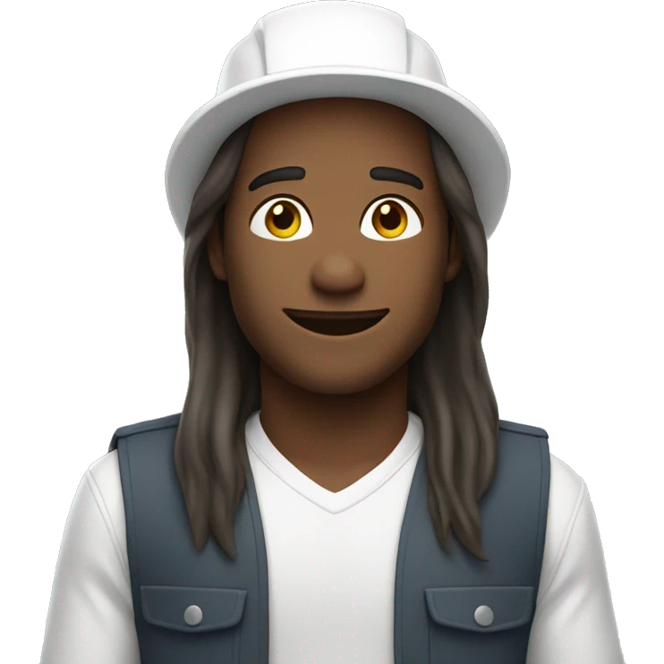 smiling solo with long hair with white construction hat emoji