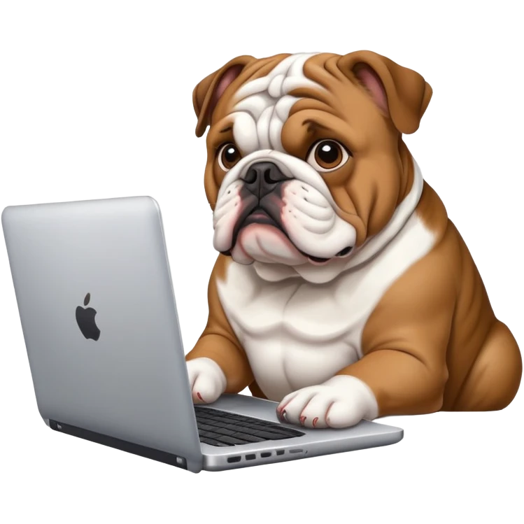 English bulldog with a laptop emoji
