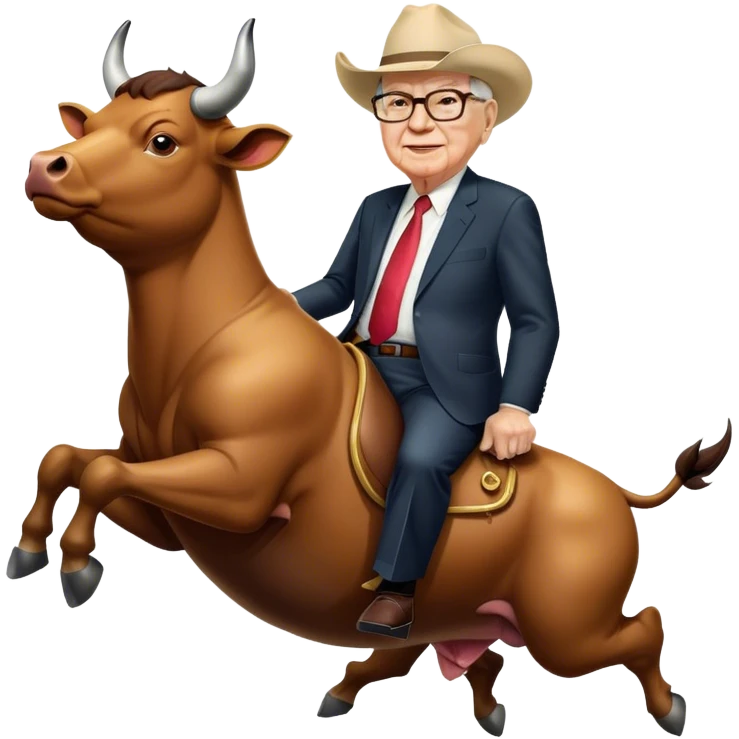 Warren Buffet riding bull emoji