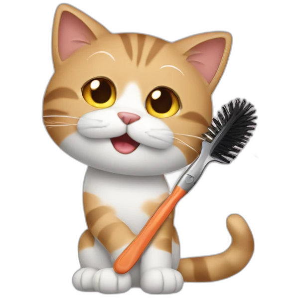 brushing cat emoji