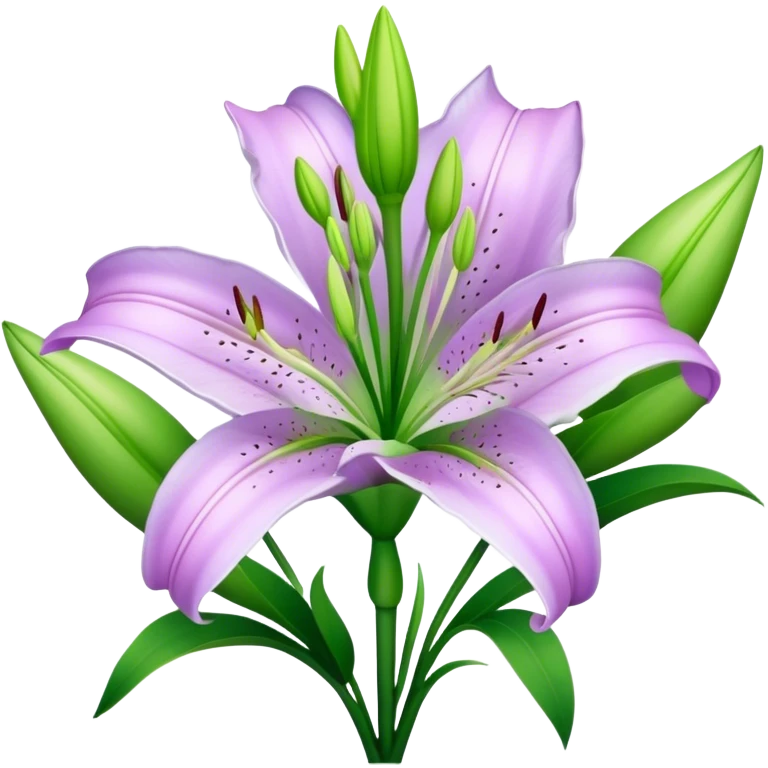 bouquet Light Purple Lily, luxuriant, stem, leaf, bud emoji