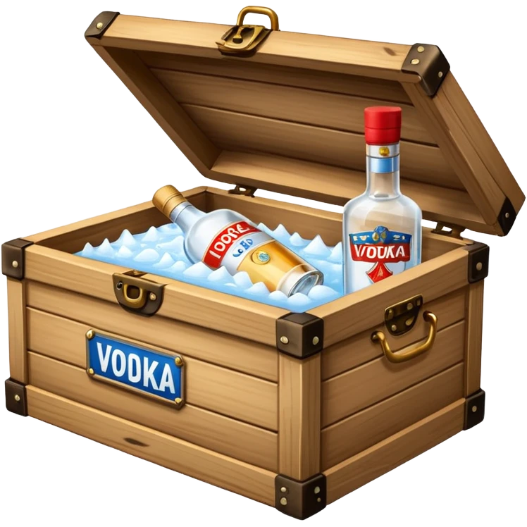 Wooden box with vodka emoji