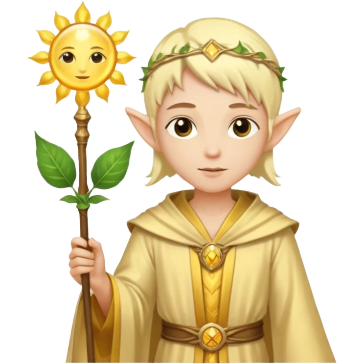 {
      "type": "human",
      "look": "light elf healer, golden robe, staff with leaf and sun",
      "description": "a light elf healer wearing a golden robe and holding a staff with leaf and sun symbols"
    } emoji