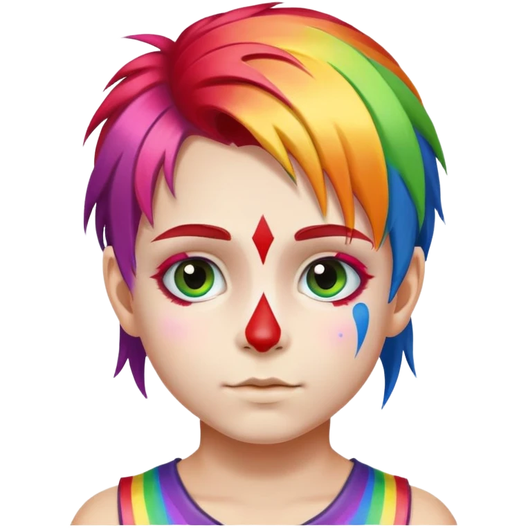 kid with rainbow hair and face paint emoji