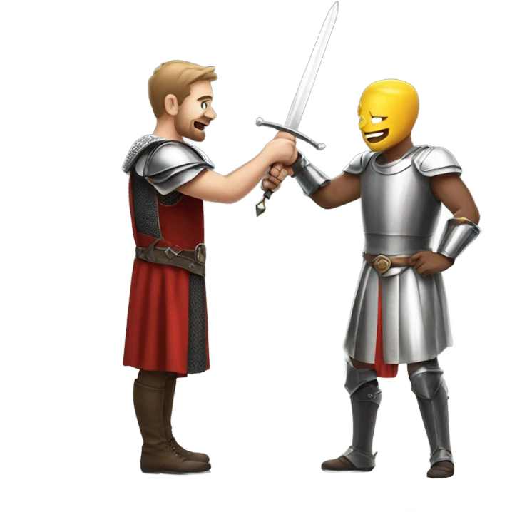 Man knighting another man champion emoji