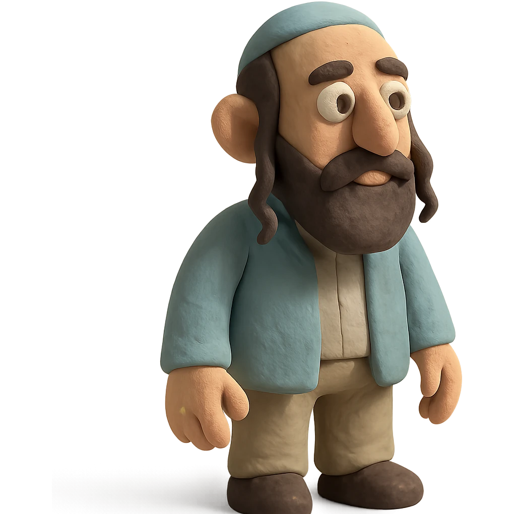 claymation style Jewish man wearing a kippah with soft pastel colors emoji