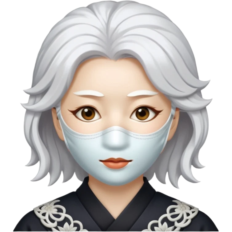 japanese culture white mask woman with white hair emoji