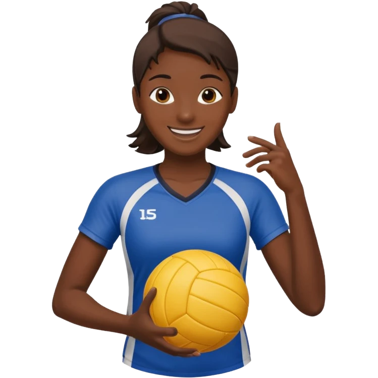 volleyball player, dark skin, with volleyball ball emoji