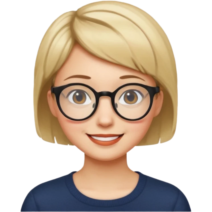female short hair and round glasses emoji