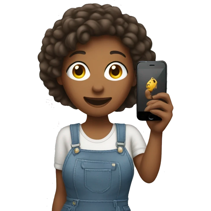 woman holding up iphone to take picture emoji