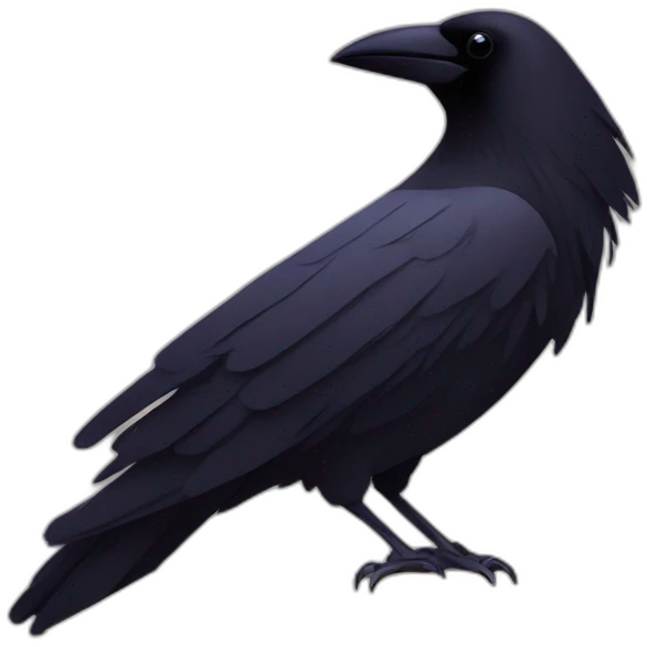 A stylized, abstract raven perched on a book, both in minimalist design emoji
