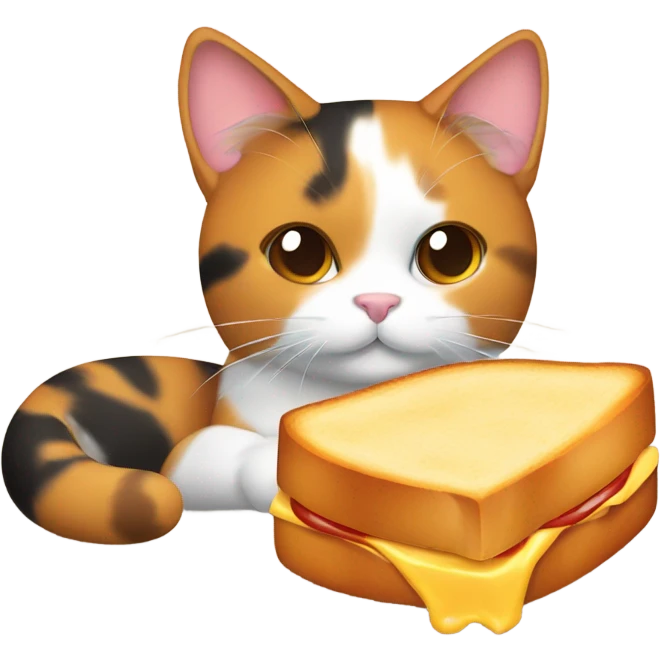 Calico cat with a grilled cheese sandwich  emoji
