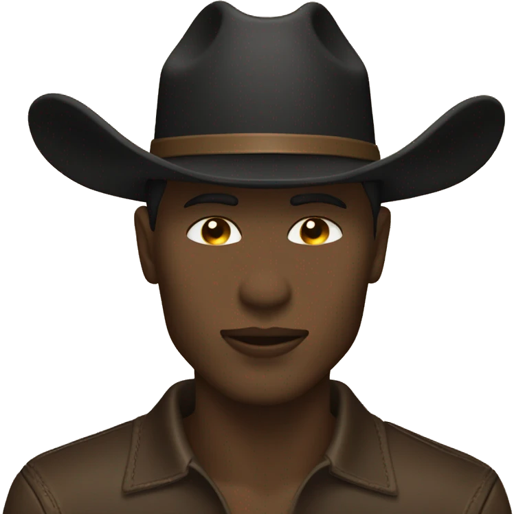 Black Cowboy hat kissing flirting light brown face emoji