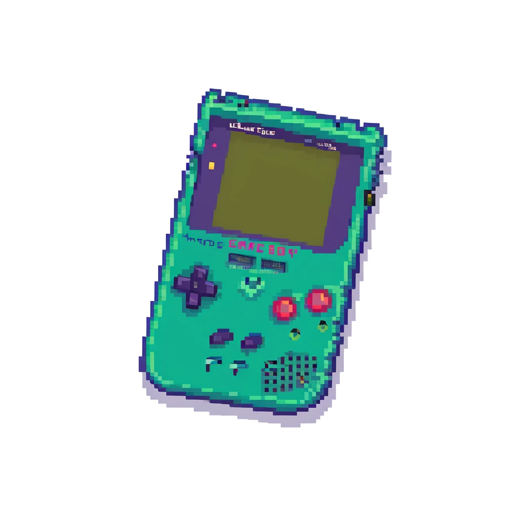 Classic Game Boy handheld console at a half turn angle emoji