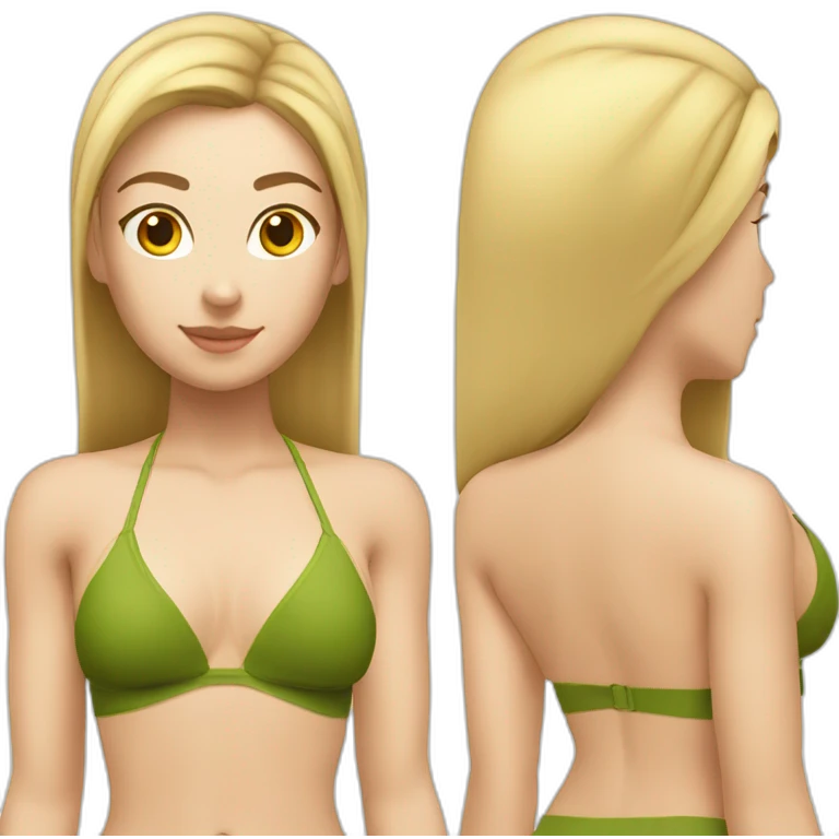 Soft -fit Caucasian woman bikini abs (hands-in-hair pose) (full body) emoji