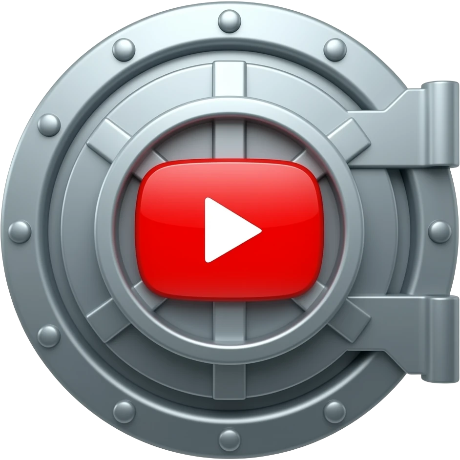 youtube play button but also a vault door emoji
