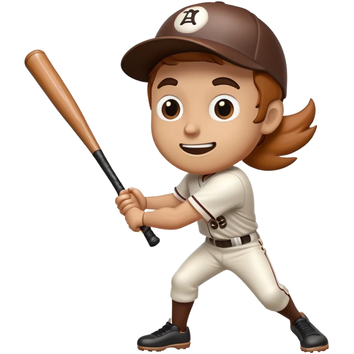Brown wooden baseball bat with cartoon limbs and a face in mid-swing motion emoji