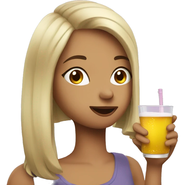 Girl drinking winr emoji