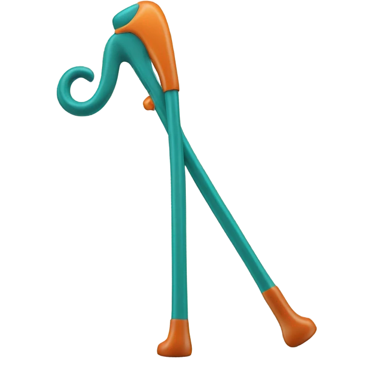 Teal and orange walking cane emoji
