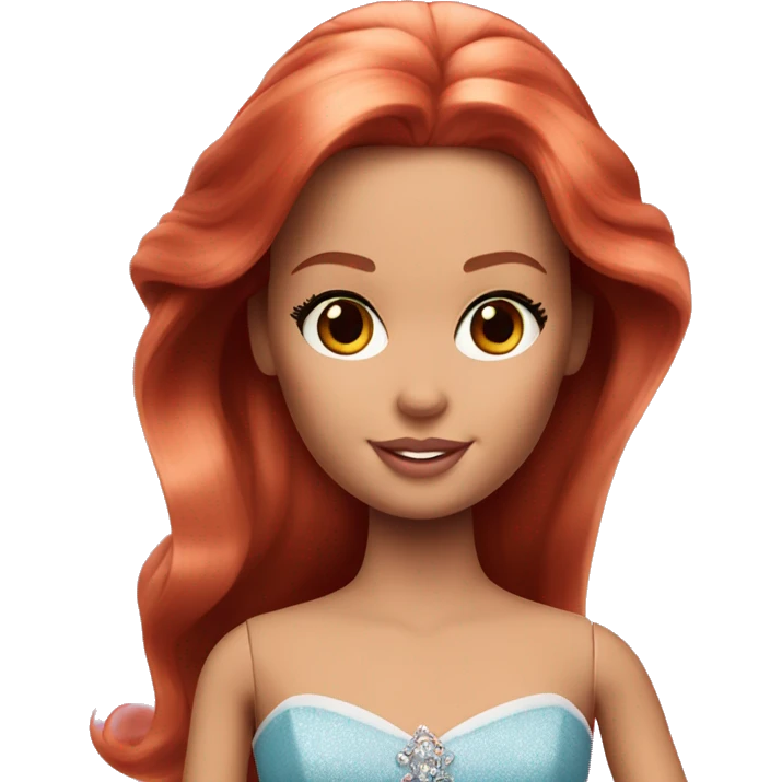 Barbie princess with brown eyes and long red hair emoji