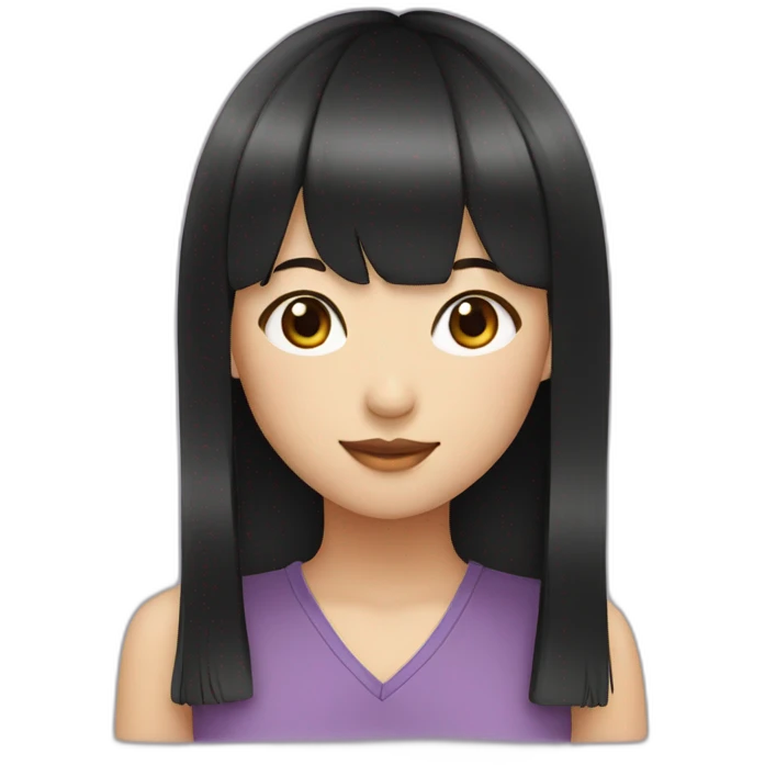 asian girl with bangs and black long hair emoji