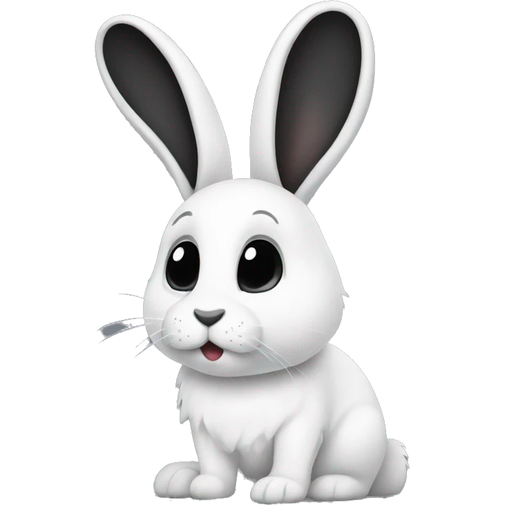 White rabbit with big black ears and black dots on the body emoji
