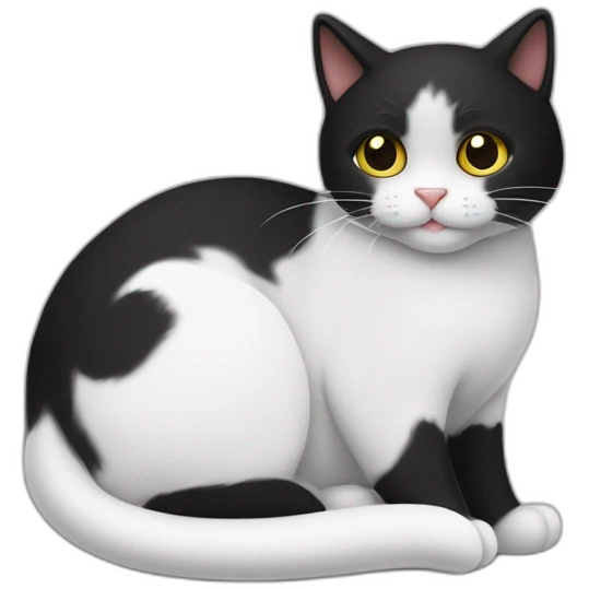 Gato blanco con negro con un corazón en la nariz, pero de color negro el corazón  emoji